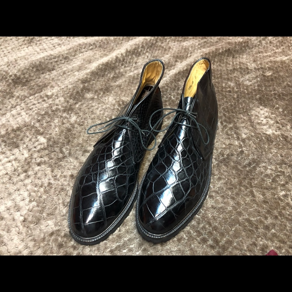 Black alligator boots